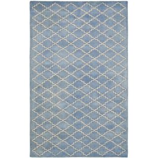 Handmade Moroccan Blue Grey Wool Rug (5 x 8)