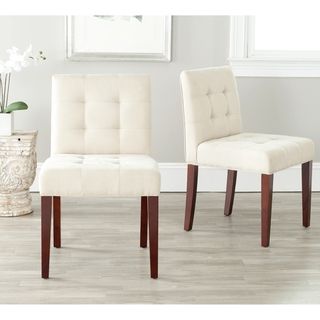 Chic Cream Tufted Cotton Side Chairs (Set of 2)
