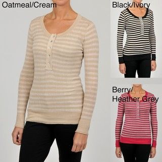French Postcard Womens Striped Henley Sweater