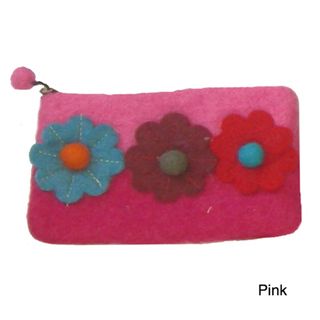 Felted Coinpurse With Appliqued Flowers (Nepal)