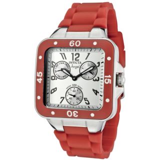 Invicta Womens Angel Light Silver Dial Red Orange Rubber Watch
