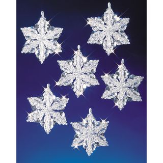 Holiday Beaded Ornament Kit Snow Crystals 3 1/2 Makes 6