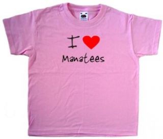 I Love Heart Manatees Pink Kids T Shirt Clothing