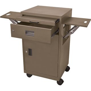 Luxor Brown Multimedia Cart with Locking Cabinet