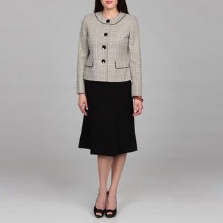Evan Picone Womens Wheat/ Black Tweed Skirt Suit