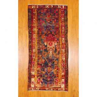Persian Hand knotted Hamadan Blue/ Red Wool Rug (4 x 89)