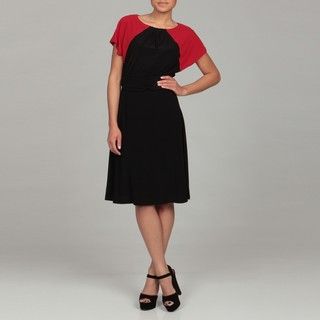 Ellen Tracy Womens Red/ Black Colorblock Dress