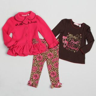 Kids Headquarters Toddler Girls Leopard and Floral Print 3 piece Set