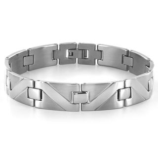 West Coast Jewelry Stainless Steel Wave Pattern Design Link Bracelet