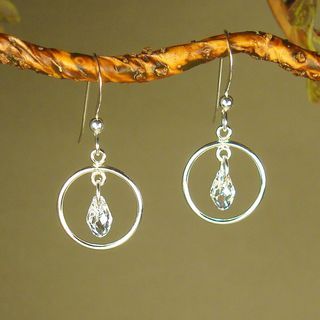 Jewelry by Dawn Small Hoops With Crystal Moonlight Sterling Silver