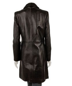 Kenneth Cole Reaction Womens Long Black Leather Coat