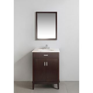 Oxford Dark Espresso Brown 24 inch Bath Vanity with 2 Doors and White