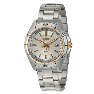Seiko Mens Bracelet Stainless Steel and Yellow Goldplated Quartz