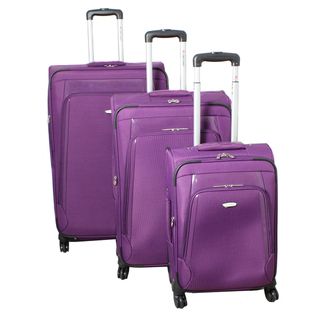Dejuno Alliance Purple 3 piece Expandable Spinner Luggage Set