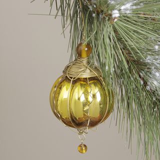 Gold Glass Round Kugel Christmas Ornament (India)