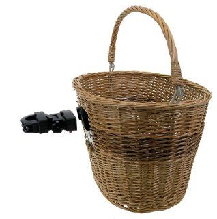 M Wave Wicker Bicycle Basket With Clip on Bracket Sports
