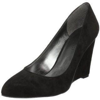  Nine West Womens Sadock Wedge Pump,Black Suede,10 M US Shoes