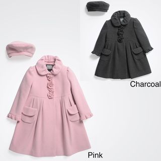 Rothschild Girls Wool Dress Coat with Matching Beret (Size 2T 6X