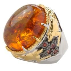 Michael Valitutti Two tone Baltic Amber and Orange Sapphire Ring