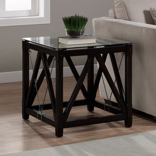 Cable Black Wood/ Glass End Table