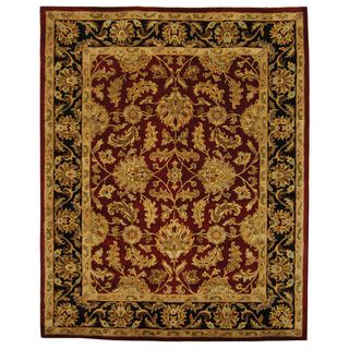 Handmade Heritage Kashan Burgundy/ Black Wool Rug (12 x 18