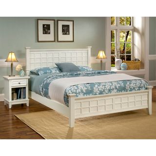 Home Styles Arts & Crafts White Queen Bed & Night Stand