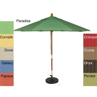 PHAT TOMMY 9 Foot Sunbrella Fabric Marenti Wood Market Patio Umbrella