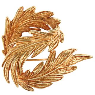 Tiffany 18k Yellow Gold Circa 1960s Hand carved Leaf Brooch