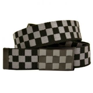 Grey & Black Checker Web Canvas Slider Style Belt