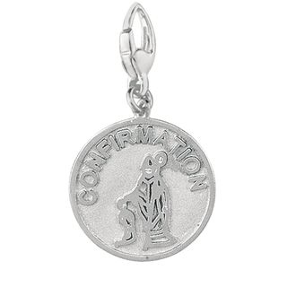 Sterling Silver Confirmation Boy and Bishop Disc Charm
