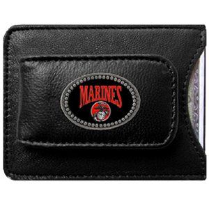 US Marine Corps Fine Leather Money Clip Wallet Sports