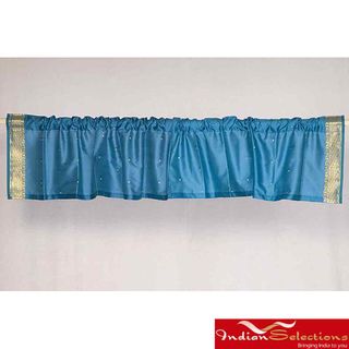 Blue Sari Fabric Decorative Valances (India) (Pack of 2)