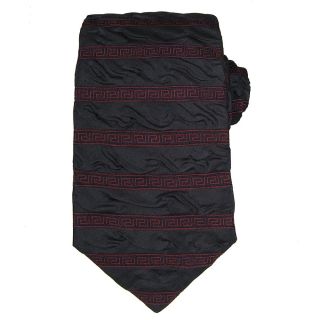 Versace Mens Wrinkled Greek Key Stripe Tie