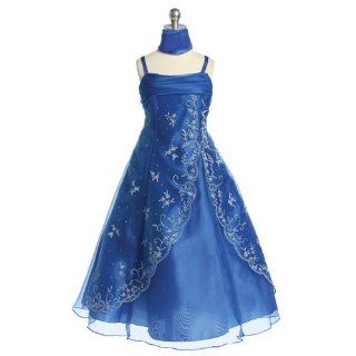 Girls Royal Blue Beaded Sleeveless Pageant Flower Girl Dress 2T 18
