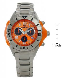 Nexus Mens Chronograph Stainless Steel Orange Dial Watch