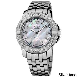 Burgi Womens Stainless Steel Diamond Bracelet Watch