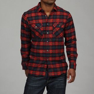 Report Collection Mens Red Plaid Flannel Shirt