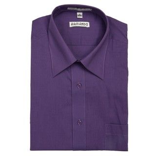 Armando Mens Purple Convertible Cuff Dress Shirt