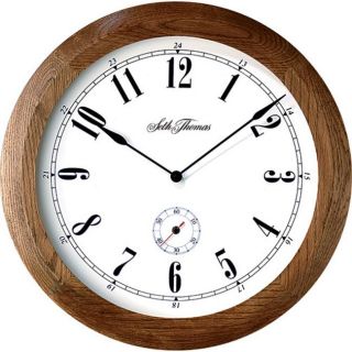 Seth Thomas Harrington Brown Oak Quartz Wall Clock