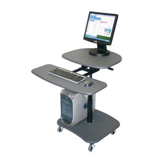 Offex Mobile Hydraulic Adjustable Height Multimedia Computer Desk