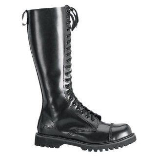 Boots 20 Eyelet Single Sole Knee Boot Black Leather Steel Toe Shoes