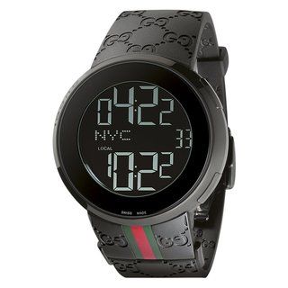 Gucci Mens Digital Black Rubber Black Dial Watch