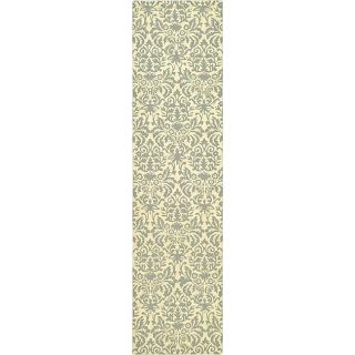 Hand hooked Damask Beige Yellow/ Grey Wool Runner (26 x 10) Today $