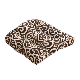 Pillow Perfect Brown/Beige Damask Chair Cushion