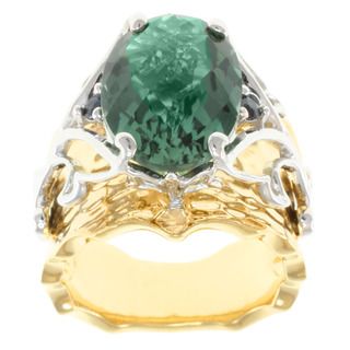 Michael Valitutti Two tone Green Quartz and Sapphire Ring