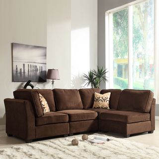 Barnsley Collection Dark Brown Polyester 4 piece Sectional Set