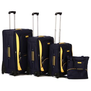 Nautica Downhaul Navy/ Lighthouse Yellow 4 piece Luggage Set