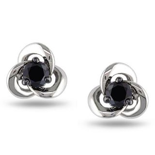 Miadora Sterling Silver 1/4ct TDW Black Diamond Earrings