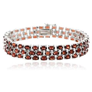 Glitzy Rocks Sterling Silver 28.5 CTW Genuine Garnet Three tier