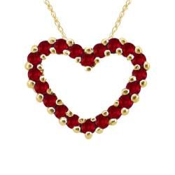 10k Gold January Birthstone Prong set Garnet Designer Heart Necklace